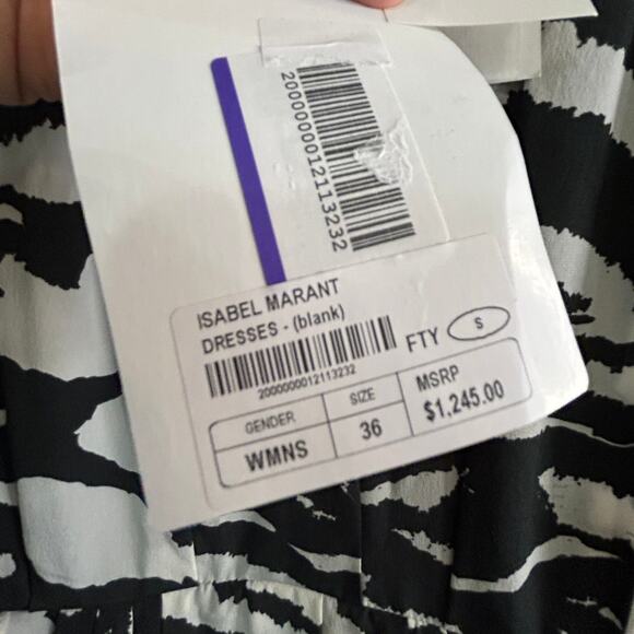 ISABEL MARANT NWT $1245 Blaine Ruched Zebra Silk Blend Midi Dress Size 4-6 - Picture 8 of 11